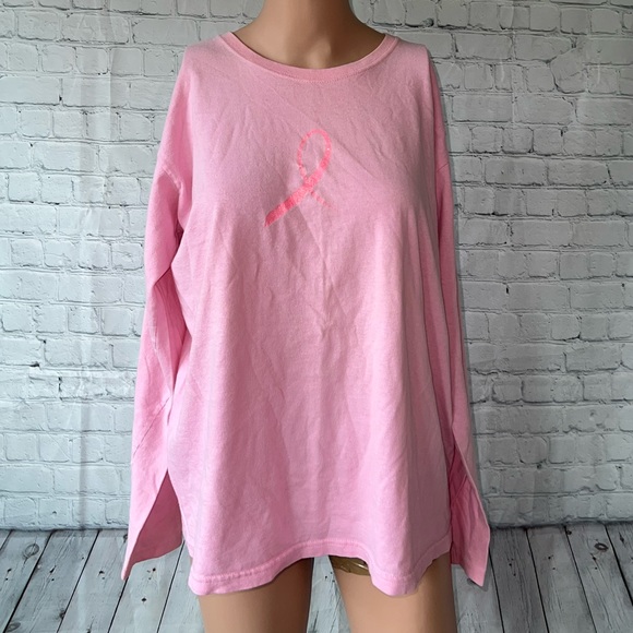 Anvil Tops - Anvil Light Pink Breast Cancer Awareness Long Sleeve Shirt size L